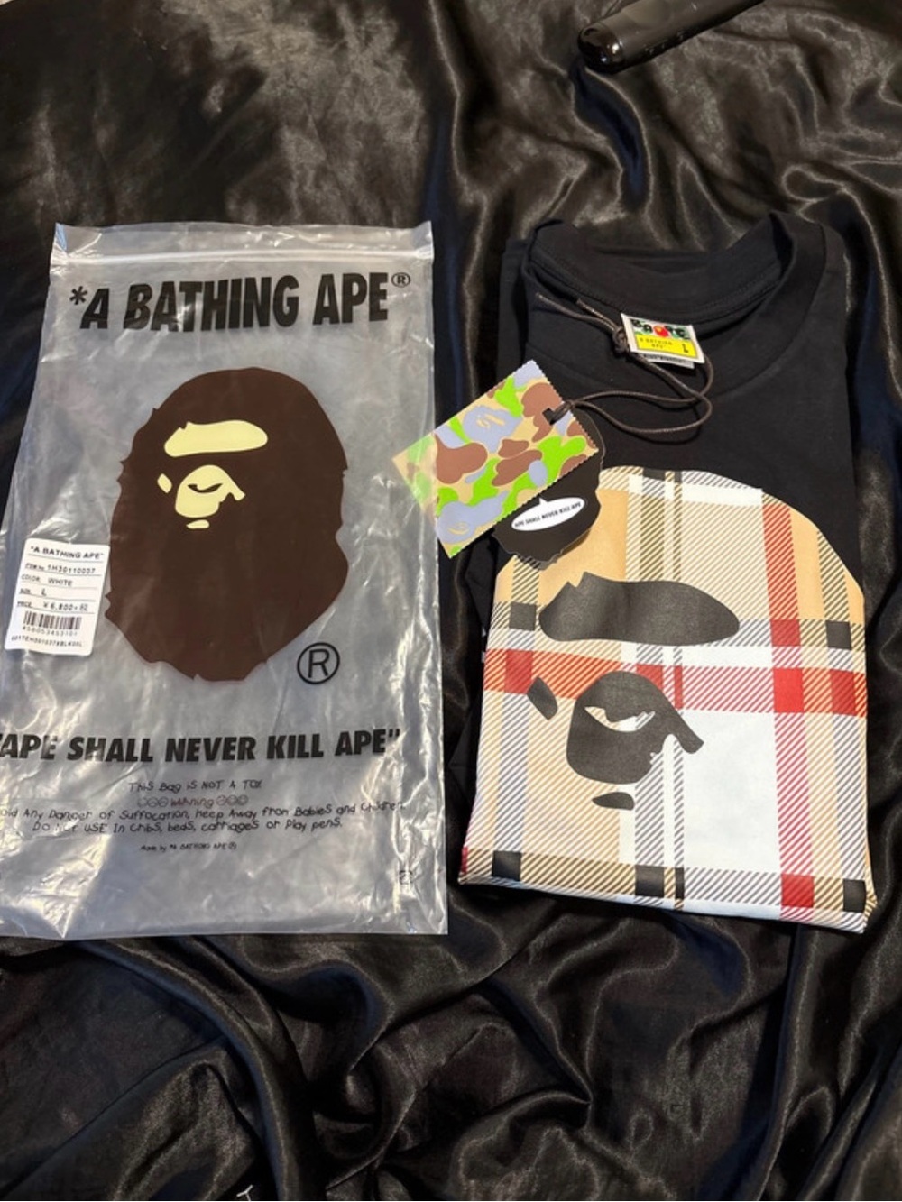 Men’s L Black Graphic Tee with Burberry Ape Logo